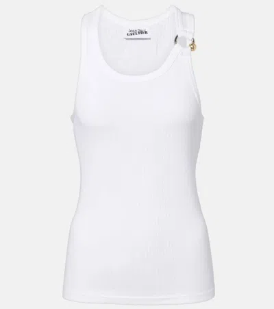 JEAN PAUL GAULTIER PIERCING COTTON JERSEY TANK TOP