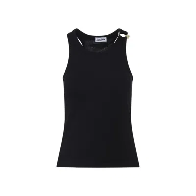 Jean Paul Gaultier Piercing Detail Black Cotton Top