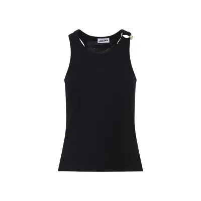 JEAN PAUL GAULTIER PIERCING DETAIL BLACK COTTON TOP