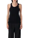 Jean Paul Gaultier Tank Top With Gold-tone Hardware And Ribbed Texture In Black