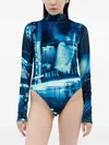 Jean Paul Gaultier Women Pigalle Velvet Bodysuit In Blue