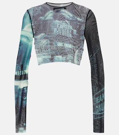 Jean Paul Gaultier Pigalle Crop Top In Blue