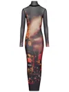 Jean Paul Gaultier Mesh Dress With High Neck And Long Sleeves In Black