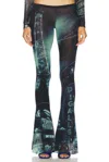 Jean Paul Gaultier Black Polyamide Pants With Skeleton Print In Navy  Light Blue  White  & Black