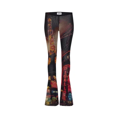 Pre-owned Jean Paul Gaultier Pigalle Mesh Flare Trouser 'black/red/orange/blue' | Women's Size Xs