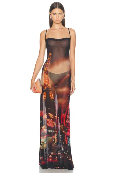 Jean Paul Gaultier Slip Dress Pigalle Woman Black In Polyamide In Orange