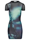 Jean Paul Gaultier Fitted Mesh Mini Dress With Pigalle City Print