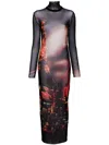 Jean Paul Gaultier Mesh Dress With High Neck And Long Sleeves In Black