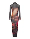 Jean Paul Gaultier Mesh Dress With High Neck And Long Sleeves In Multicolor