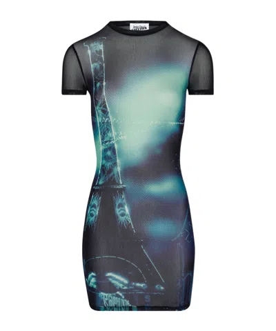 JEAN PAUL GAULTIER PIGALLE-PRINT MESH MINI DRESS