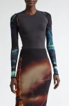 JEAN PAUL GAULTIER JEAN PAUL GAULTIER PIGALLE PRINT MESH SHRUG