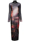 Jean Paul Gaultier Mesh Dress With High Neck And Long Sleeves In 黑色