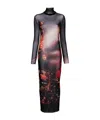Jean Paul Gaultier Mesh Dress With High Neck And Long Sleeves In Black