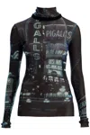 Jean Paul Gaultier Tulle Turtleneck Top In Blue