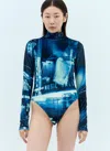 Jean Paul Gaultier Women Pigalle Velvet Bodysuit In Blue