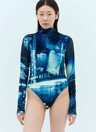 Jean Paul Gaultier Pigalle Velvet Bodysuit In Blue