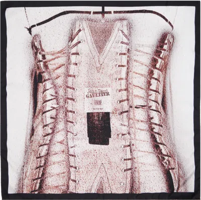Jean Paul Gaultier Pink & Gray 'the Trompe L'oeil Corset' Printed Silk Scarf In 260100-dustypink/whi