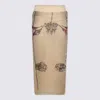 Jean Paul Gaultier Mesh Printed Double Layer Midi Skirt