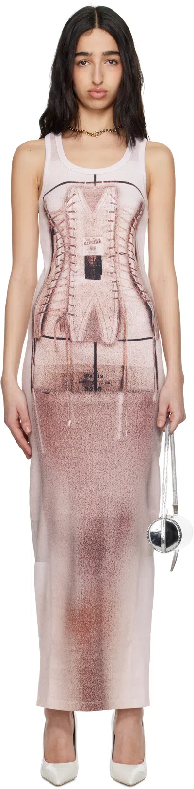 JEAN PAUL GAULTIER PINK 'THE CORSET TROMPE-L’OEIL' MAXI DRESS