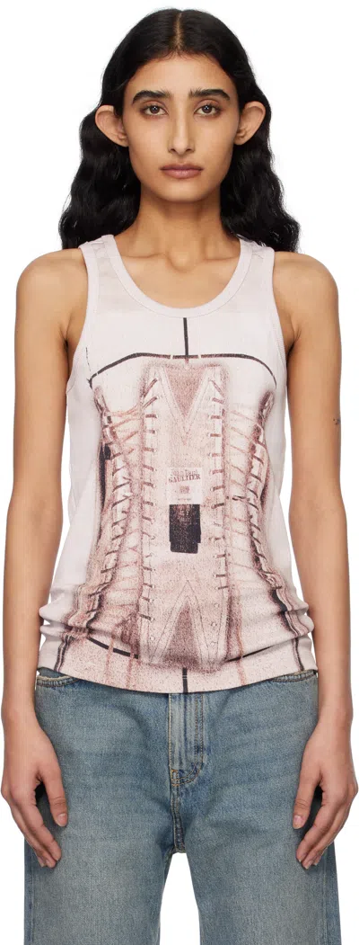 JEAN PAUL GAULTIER PINK 'THE CORSET TROMPE-L’OEIL' TANK TOP