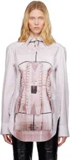 Jean Paul Gaultier Illusion Collared Graphic Print Shirt In 260100-dustypink/whi