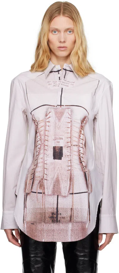 JEAN PAUL GAULTIER PINK 'THE TROMPE-L’ŒIL' CORSET SHIRT