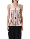 Jean Paul Gaultier Printed Ribbed Sleeveless Top In Pink