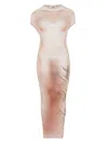Jean Paul Gaultier Silhouette-print Maxi Dress In Pink