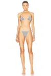 Shop Jean Paul Gaultier Pinstripe Body Morphing Bikini Set In White & Black