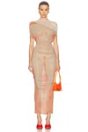 Jean Paul Gaultier Draped Body Morphing Dress In Mint & Coral