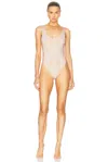 Jean Paul Gaultier Pinstripe Body Morphing One Piece In Mint & Coral
