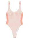 Jean Paul Gaultier Pinstripe Body Morphing Woman Coral In Green