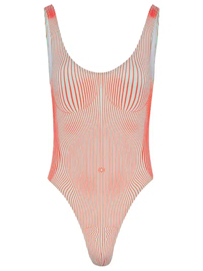 Jean Paul Gaultier Pinstripe Body Morphing Woman Coral In Green