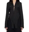 Jean Paul Gaultier Pinstripe Corset Wool Tailored Jacket In Black