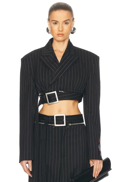 JEAN PAUL GAULTIER PINSTRIPE CROPPED JACKET
