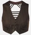 Jean Paul Gaultier Pinstripe Cropped Wool-blend Vest In Brown
