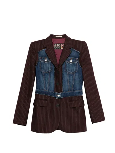 Pre-owned Jean Paul Gaultier Pinstripe Denim Blazer In Brown