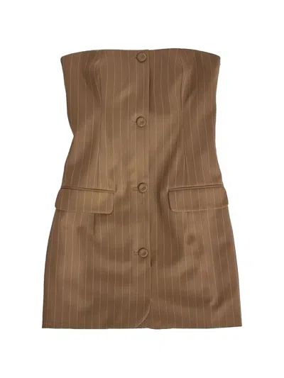 Jean Paul Gaultier Pinstripe Mini Dress In Brown