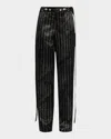 Jean Paul Gaultier Pinstripe Wool Tailored Trouser With Zip Off Belt In 0001-blackwhite