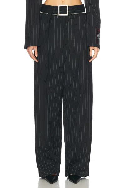 Jean Paul Gaultier Pinstripe Tailored Trouser In Black & White