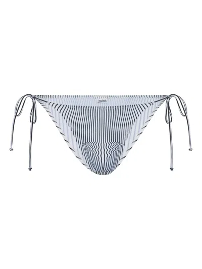 Jean Paul Gaultier Pinstripe Tie Bikini Bottoms In White