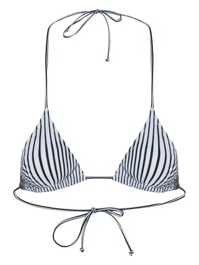 Jean Paul Gaultier Pinstripe Tie Bikini Top In White