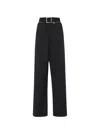 Jean Paul Gaultier Pinstripe Wool Tailored Trouser With Zip Off Belt In Black