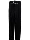 Jean Paul Gaultier Pinstripe Wool Tailored Trouser With Zip Off Belt