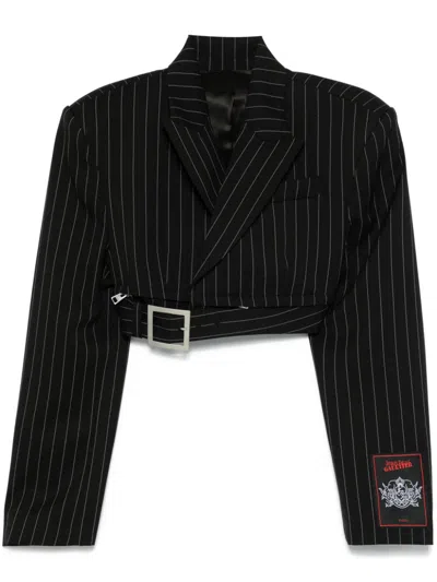 JEAN PAUL GAULTIER PINSTRIPED CROPPED BLAZER
