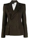 Jean Paul Gaultier Pinstriped Double-breasted Wool Blend Blazer In Brown