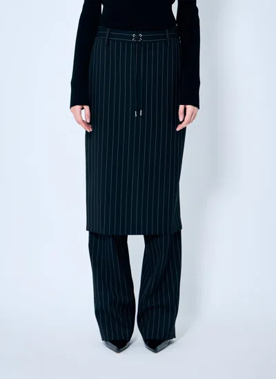 Jean Paul Gaultier Pinstriped Tailored Pants With Skirt Overlay In Black