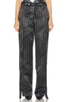 Jean Paul Gaultier Pinstripe Wool Tailored Trouser With Zip Off Belt In Black & White