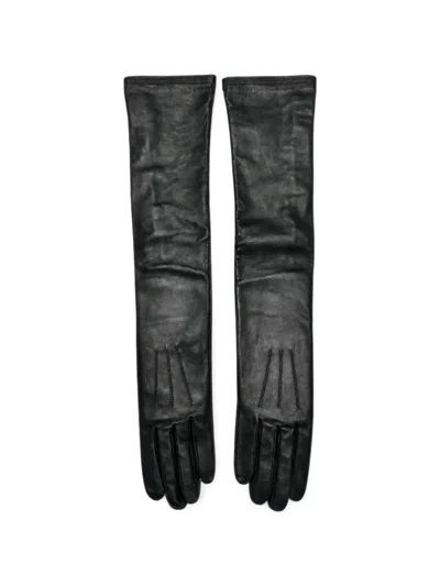 Jean Paul Gaultier Pintuck-detail Leather Gloves In Black