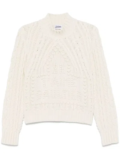 Jean Paul Gaultier Chunky Knit High-neck Sweater In White